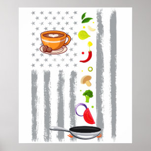Poster café ccoking- Vintage EUA Bandeira Americana para