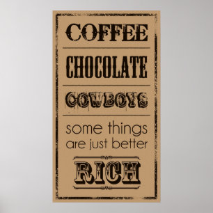 Póster Café, chocolate, vaqueiros…
