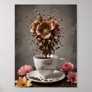 Poster Café com flor de chocolate