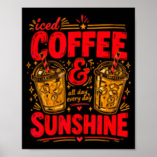 Poster Café com gelo estética do sol verão amante de bebi