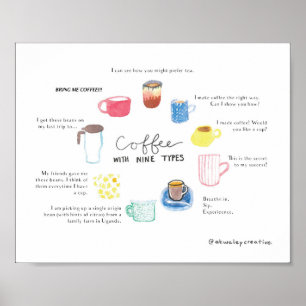 Poster Café com nove tipos de Enneagram