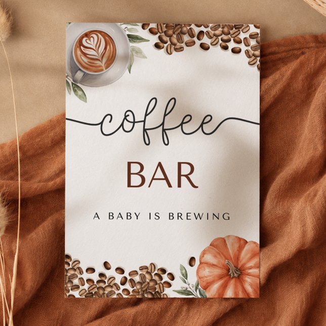 Poster Café com Tempero de Abóbora Chá de Bebê Barra de C (Pumpkin Spice Coffee Baby Shower Coffee Bar Poster)