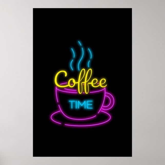 Poster Café Compro Artístico Arte Fácil Neon (Frente)