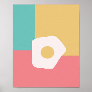 Poster Café da Manhã Colorido com Ovos Fritos Estilo Pop 