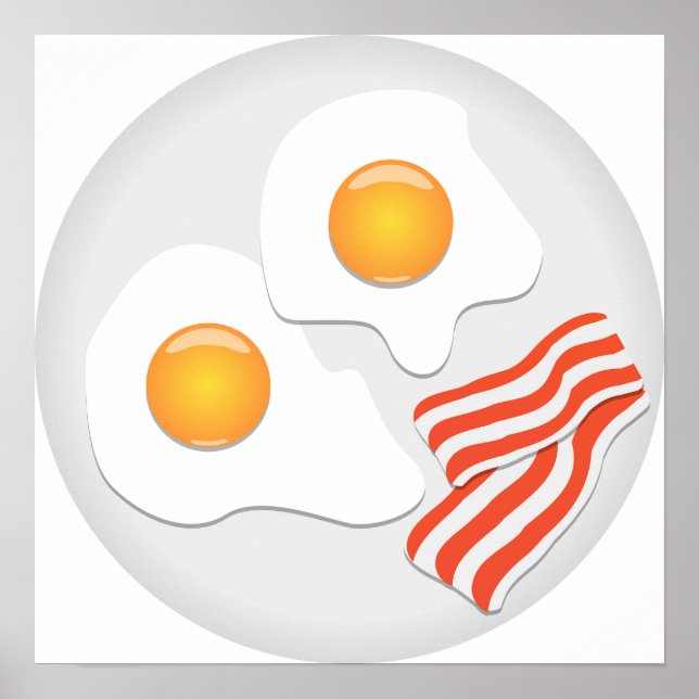 Poster Café da Manhã com Ovos Fritos e Bacon (Frente)