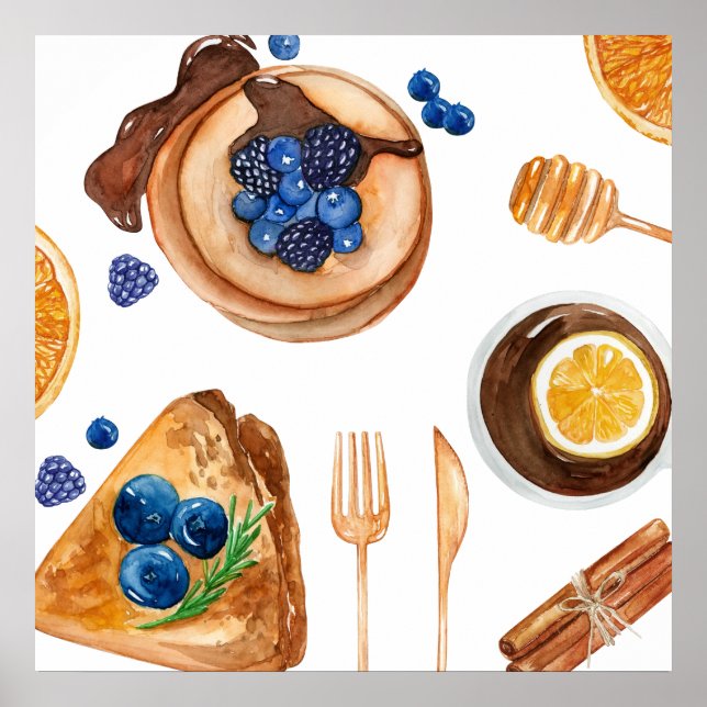 Poster Café da Manhã de Bela Bela Cozinha de Pancakes Mod (Frente)