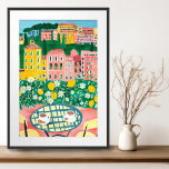 Poster Café da manhã em Terrace Whimsical City Painting A<br><div class="desc">Veja esta doce arte na parede, pintada por mim para você! Adicione seu próprio texto, altere a cor de fundo também. Selecione o tamanho do impressão usando o menu suspenso acima e você pode clicar no botão "editar design" para personalizar o trabalho de arte para ajustado de qualquer tamanho de...</div>