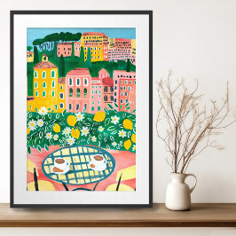 Poster Café da manhã em Terrace Whimsical City Painting A