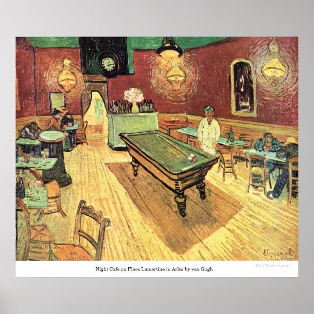 Poster Café da Noite no Place Lamartine em Arles por van  (Frente)