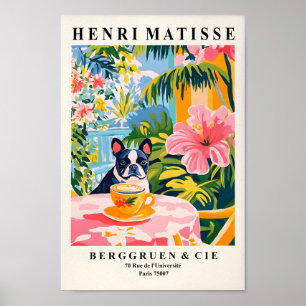 Poster Café de Bebendo Boston Terrier, Arte de Muralha En