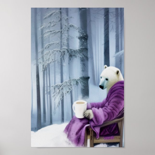 Poster Café de Bebendo de Urso Polar (Frente)