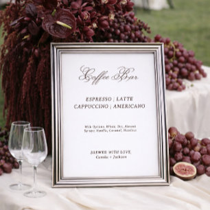 Poster Café de Casamento Branco e Marrom