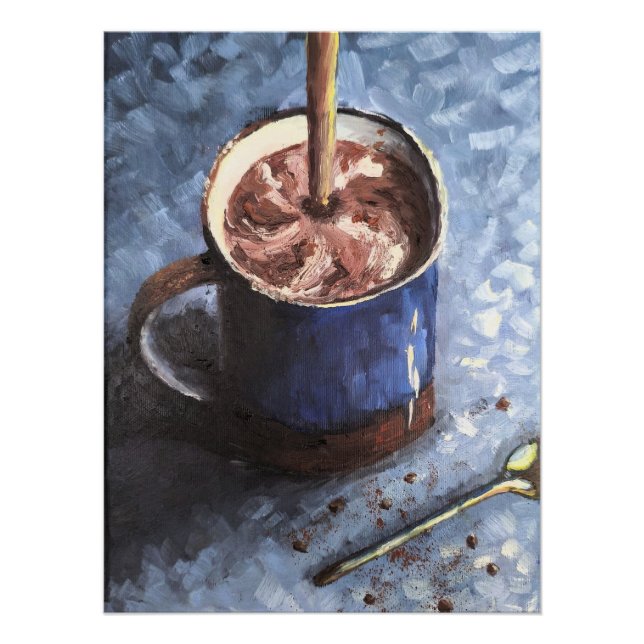 Póster Café de Chocolate Quente Manhã (Frente)