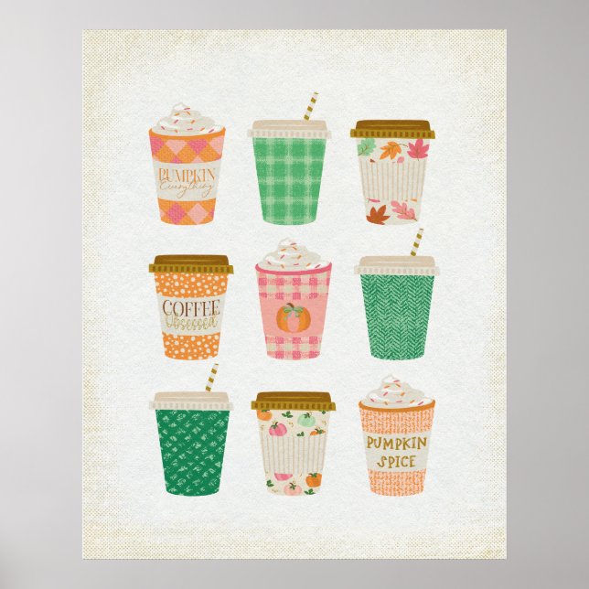 Poster Café de outono | Autumn Pumpkin Spice Latte (Frente)