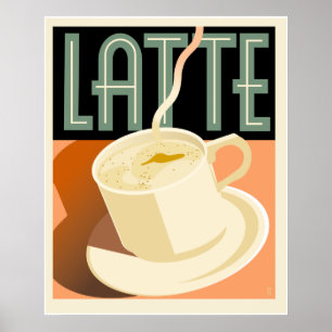 Póster Cafe Deco Latte