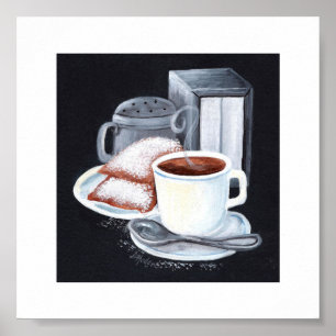 Póster Café du Monde no preto