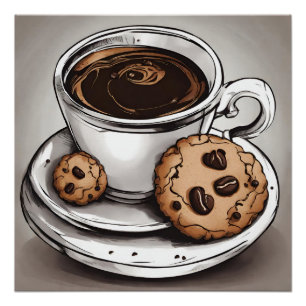 Póster Café e cookies