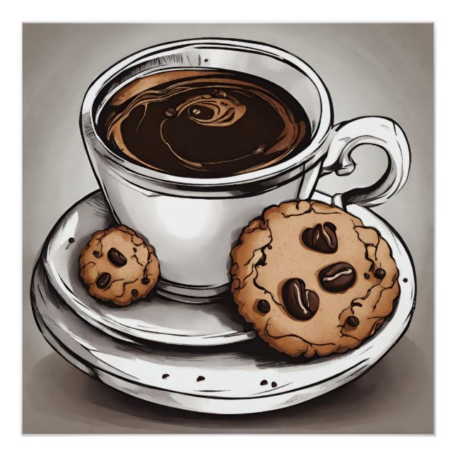 Póster Café e cookies (Frente)