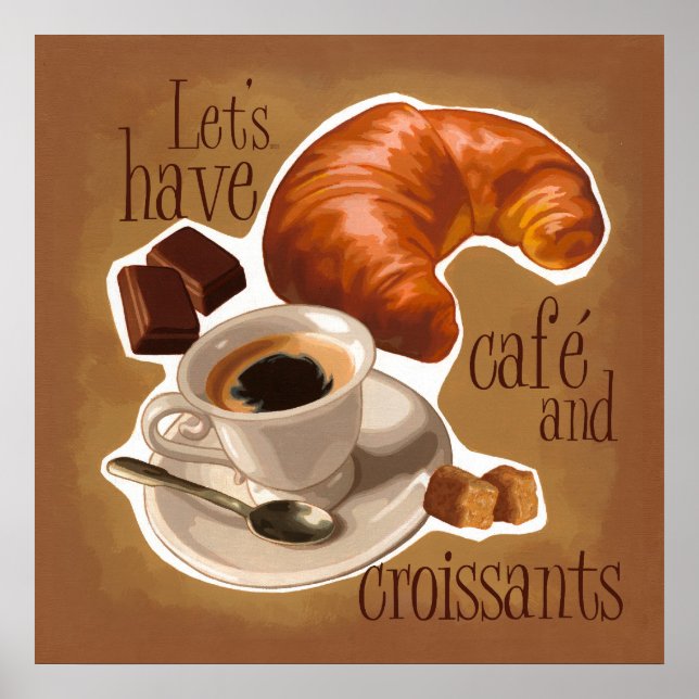 Póster Café e croissantes (Frente)