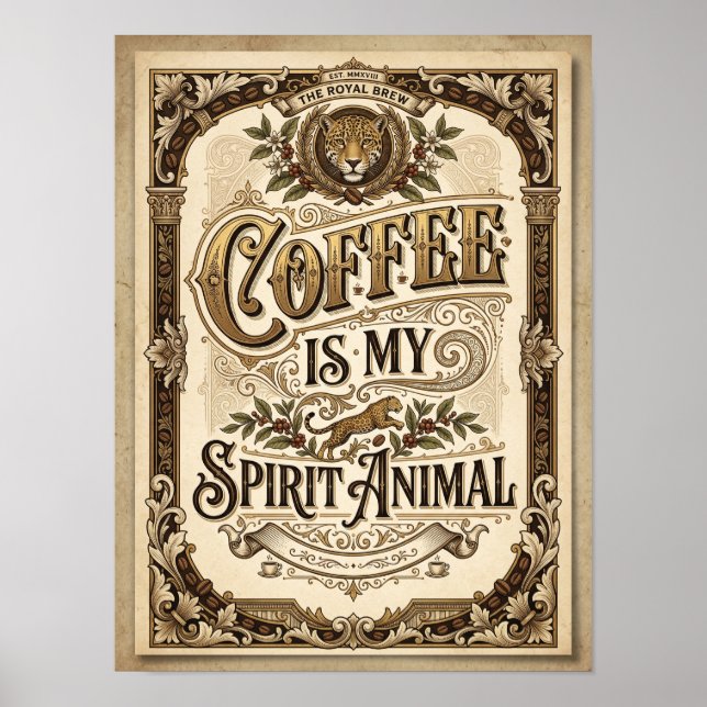 Poster café é meu animal de espírito (Frente)