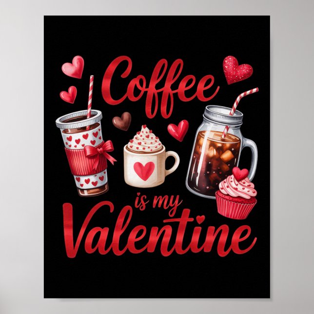 Poster Café É Meu Vale-Presente Coração Cupcake Bebida Ge (Frente)