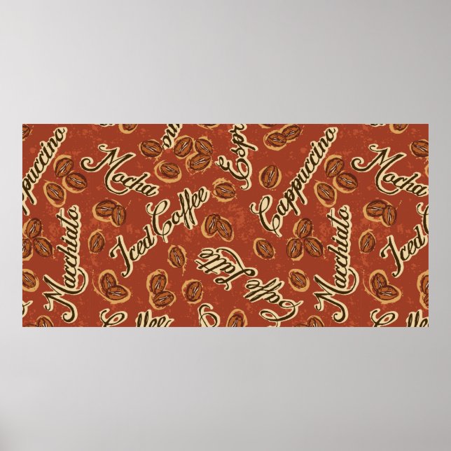 Poster Café e tipografia - marucas de grunge escritas (Frente)