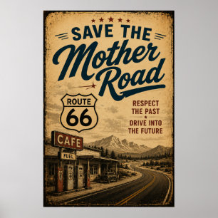 Poster Café Estrada Mãe Rota 66 Patrimônio da Rodovia
