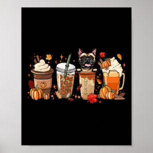 Poster Café Francês Buldogue De Fora De Halloween Para Ca