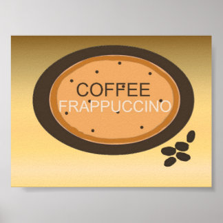 Poster Café Frappuccino Sinal em Laranja e Marrom