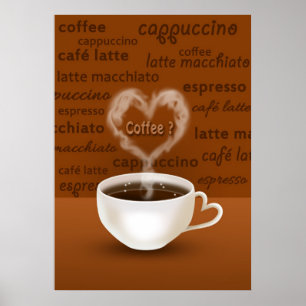 Poster Café? Fumo dado forma coração