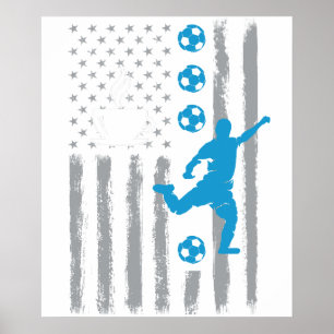 Poster café futebol- Vintage bandeira americana dos EUA p