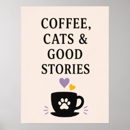 Poster Café, Gatos & Boas Histórias