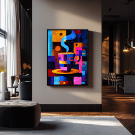 Poster Café Geometria Expressionista - Café Vibrante