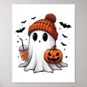 Poster Café Ghost Ghost Bebendo Bonito Café Halloween Caf