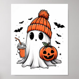 Poster Café Ghost Ghost Bebendo Bonito Café Halloween Caf