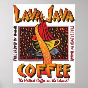 Póster Café havaiano de Java da lava da ilha