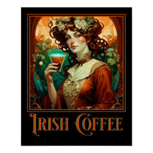 Póster Café irlandês Art Nouveau