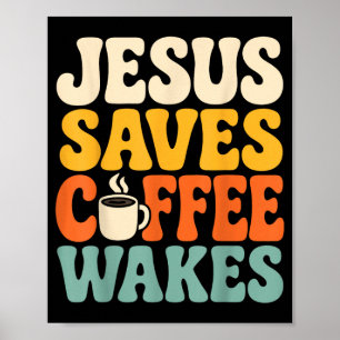 Poster Café Jesus Engraçado Fé Cristã Humor Crente