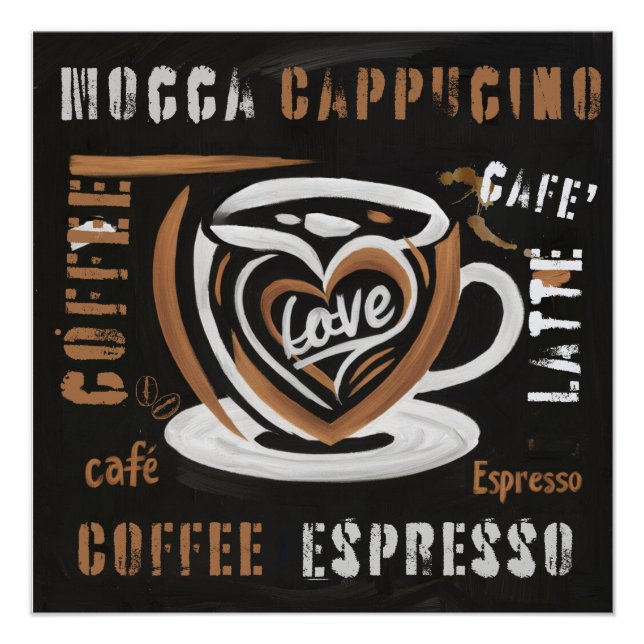 Póster Café Mocca Cappucino Esspreso Cafe'Latte (Frente)