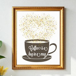 Poster Café Mug Cita Arte Marrom Humor Branco