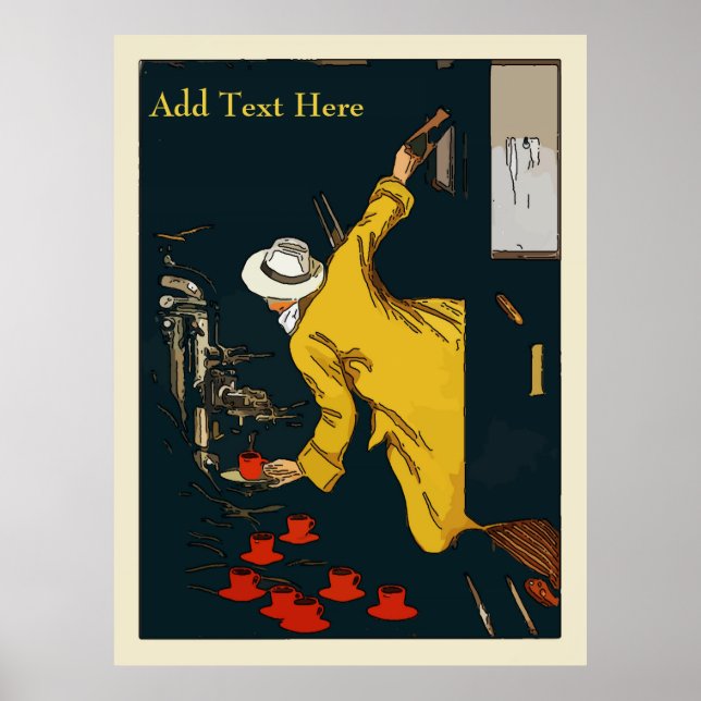 Póster Café No Sinal De Espresso Ir Vintage (Frente)