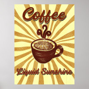 Poster Café Retro Café Líquido, Café De Sunshine Vintage