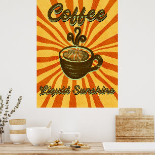 Poster Café Retro Café Líquido, Café De Sunshine Vintage