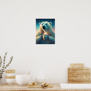 Poster Café tempo polar de ursos polares decência de arte