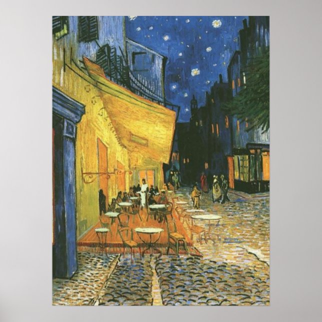 Póster Café Terrace por van Gogh Poste-impressionista Pos (Frente)