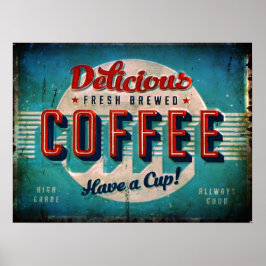 Poster Café Torrado Delicioso Fresco Antiquado Réplica