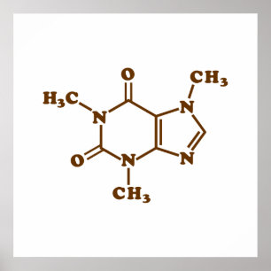 Póster Cafeína - Café - Fórmula Química Molecular