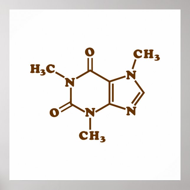 Póster Cafeína - Café - Fórmula Química Molecular (Frente)