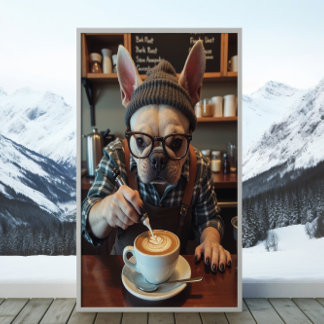 Poster Cafeinado Frenchie: Feijão Antes do Latido Começar