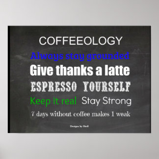 Póster Cafeologia Citações de Café para Viver
